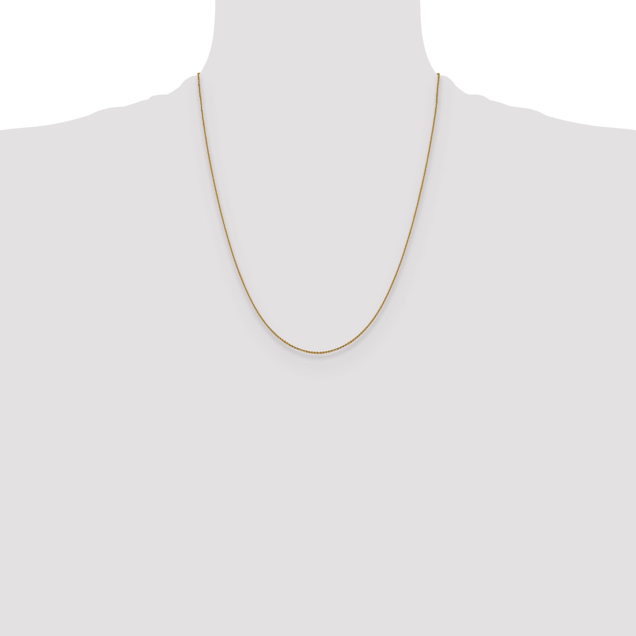22 Inch 14K Yellow Gold 1.0 mm D/C Cable Chain Necklace