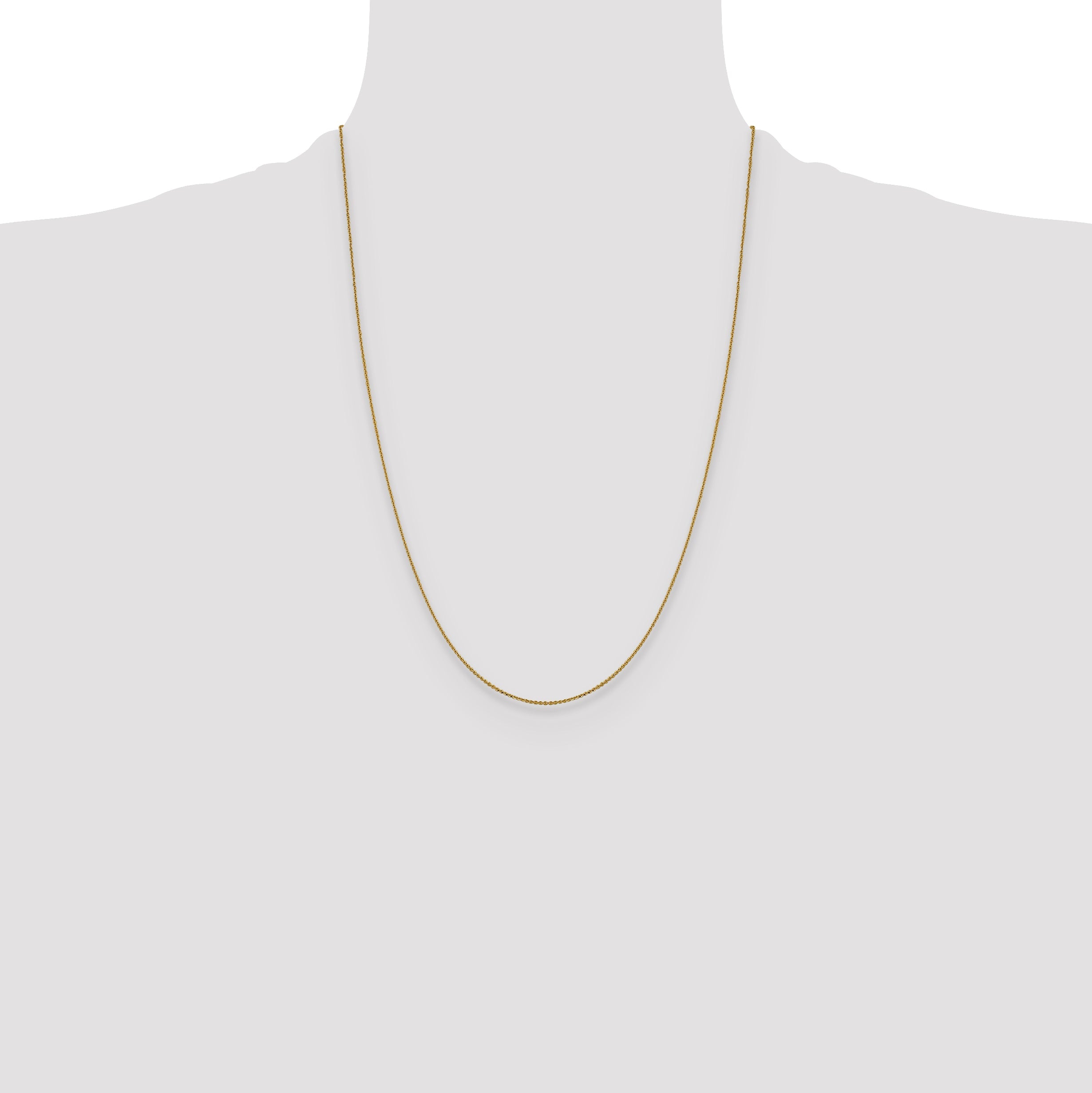 24 Inch 14K Yellow Gold 1.0 mm D/C Cable Chain Necklace