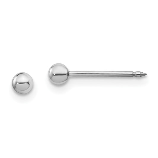 14K White Gold Inverness 3mm Ball Post Earrings