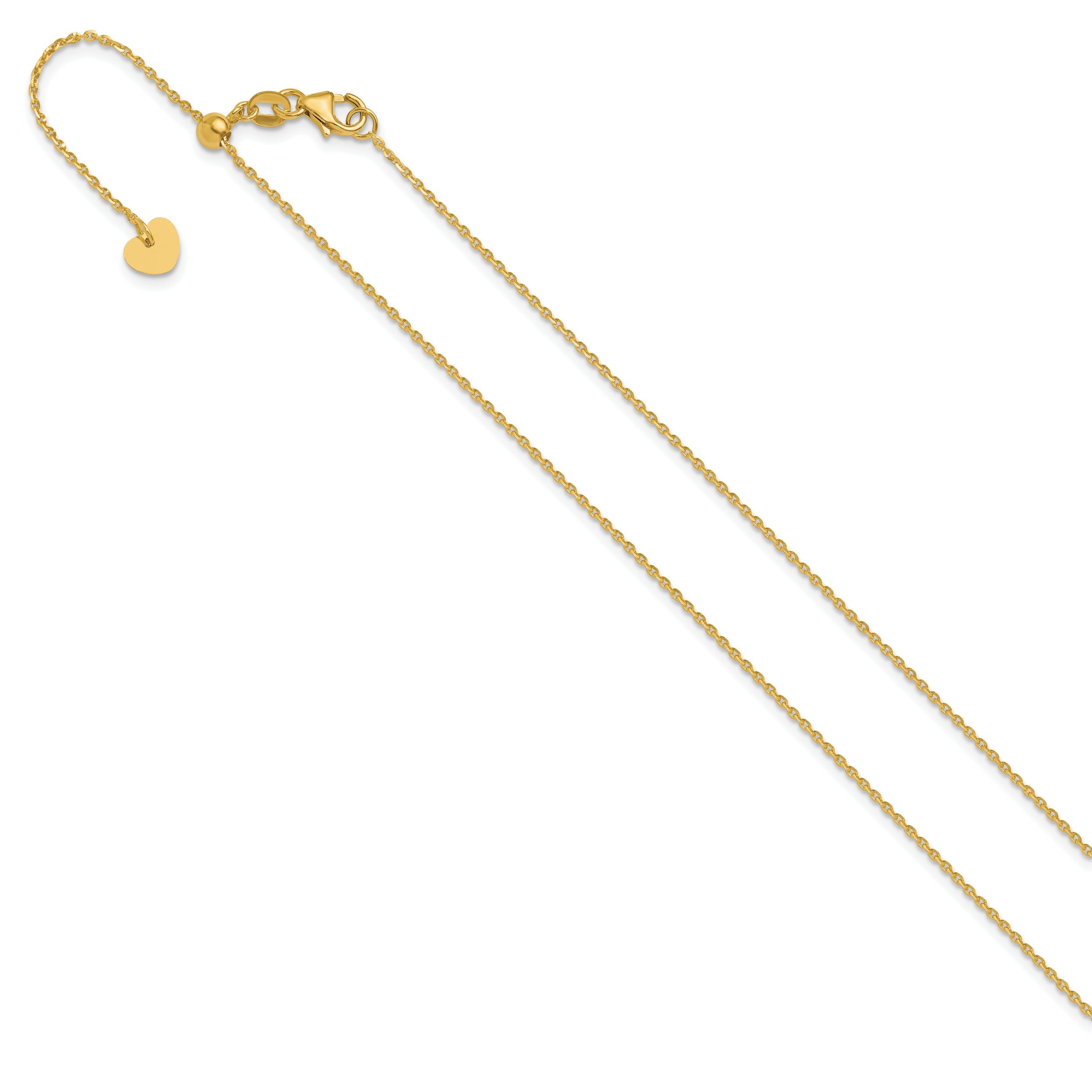 22 Inch 14K Adjustable 1.15mm D/C Oval Link Chain Necklace