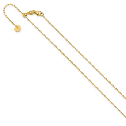 22 Inch 14K Adjustable 1.15mm D/C Oval Link Chain Necklace