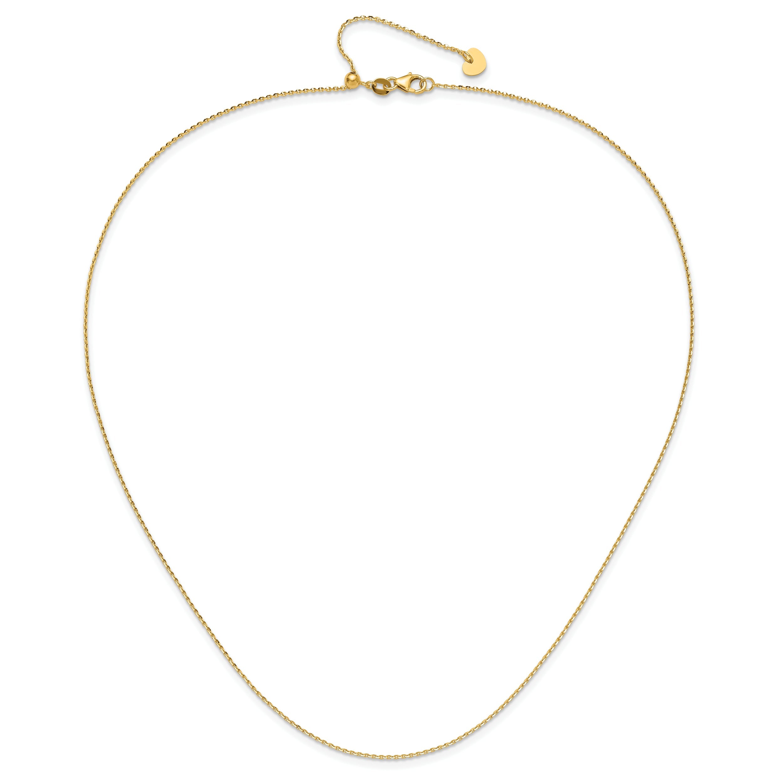 22 Inch 14K Adjustable 1.15mm D/C Oval Link Chain Necklace