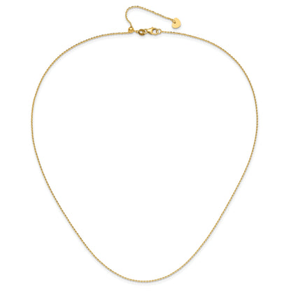 22 Inch 14K Adjustable 1.15mm D/C Oval Link Chain Necklace