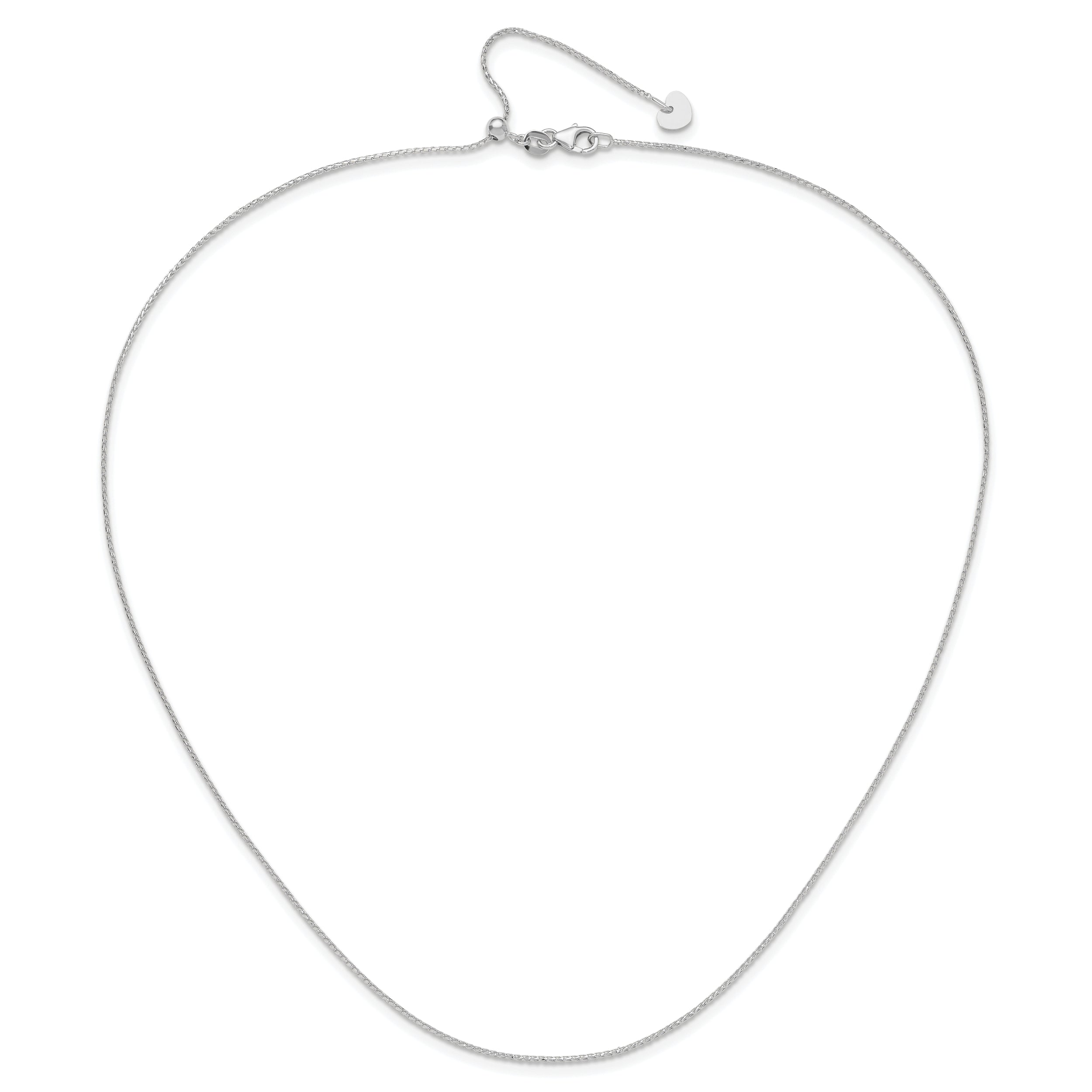 22 Inch 14K White Gold Adjustable 1mm D/C Open Franco Chain Necklace