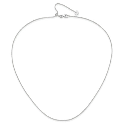 22 Inch 14K White Gold Adjustable 1mm D/C Open Franco Chain Necklace