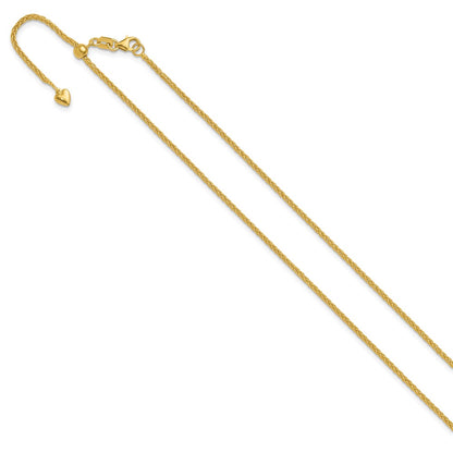 22 Inch 14K Adjustable 1.5mm Wheat Chain Necklace