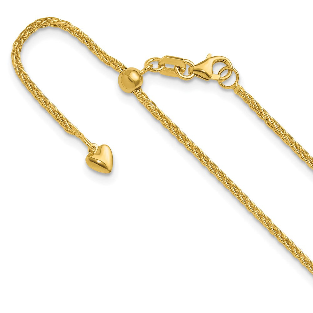 22 Inch 14K Adjustable 1.5mm Wheat Chain Necklace