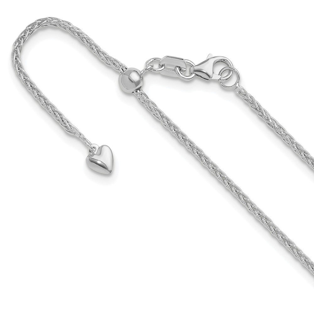 22 Inch 14K White Gold Adjustable 1.5mm Wheat Chain Necklace