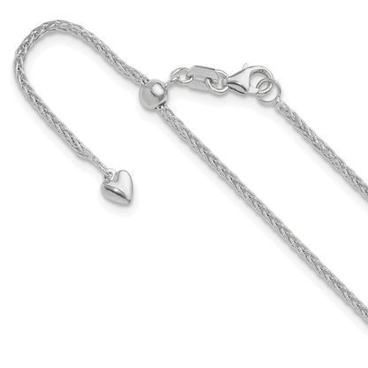 22 Inch 14K White Gold Adjustable 1.5mm Wheat Chain Necklace
