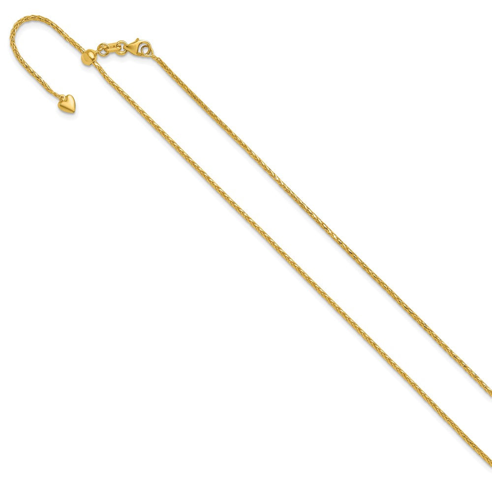 22 Inch 14K Adjustable 1.3mm D/C Wheat Chain Necklace