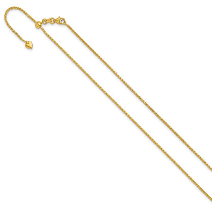 22 Inch 14K Adjustable 1.3mm D/C Wheat Chain Necklace