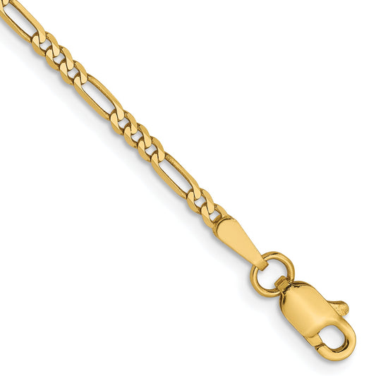 7 Inch 14K 1.8mm Flat Figaro Chain Bracelet