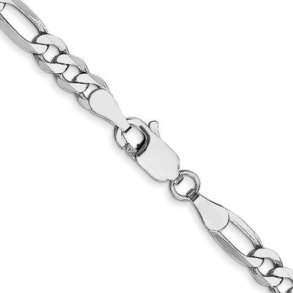 18 Inch 14K 4mm White Gold Flat Figaro Chain Lobster Clasp