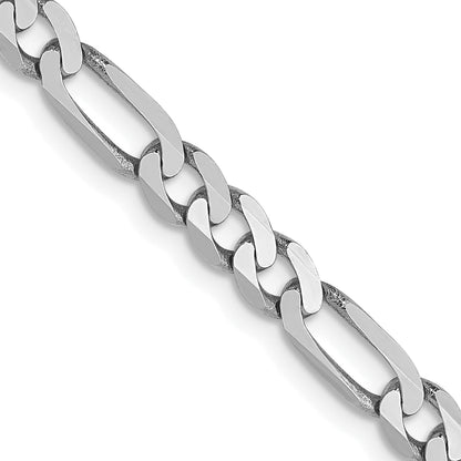 18 Inch 14K 4mm White Gold Flat Figaro Chain Lobster Clasp