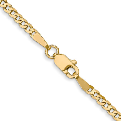 16 Inch 14K 2.2mm Flat Beveled Curb Chain Necklace