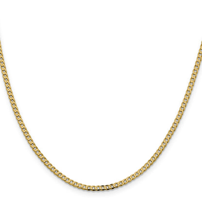 16 Inch 14K 2.3mm Flat Beveled Curb Chain Necklace