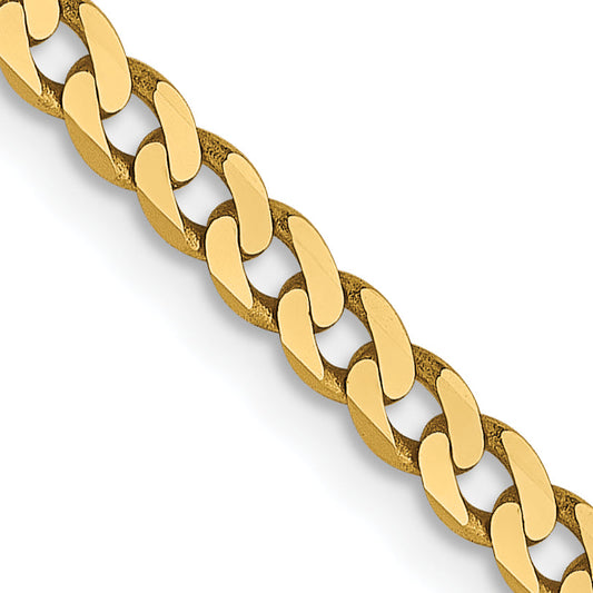 16 Inch 14K 2.3mm Flat Beveled Curb Chain Necklace