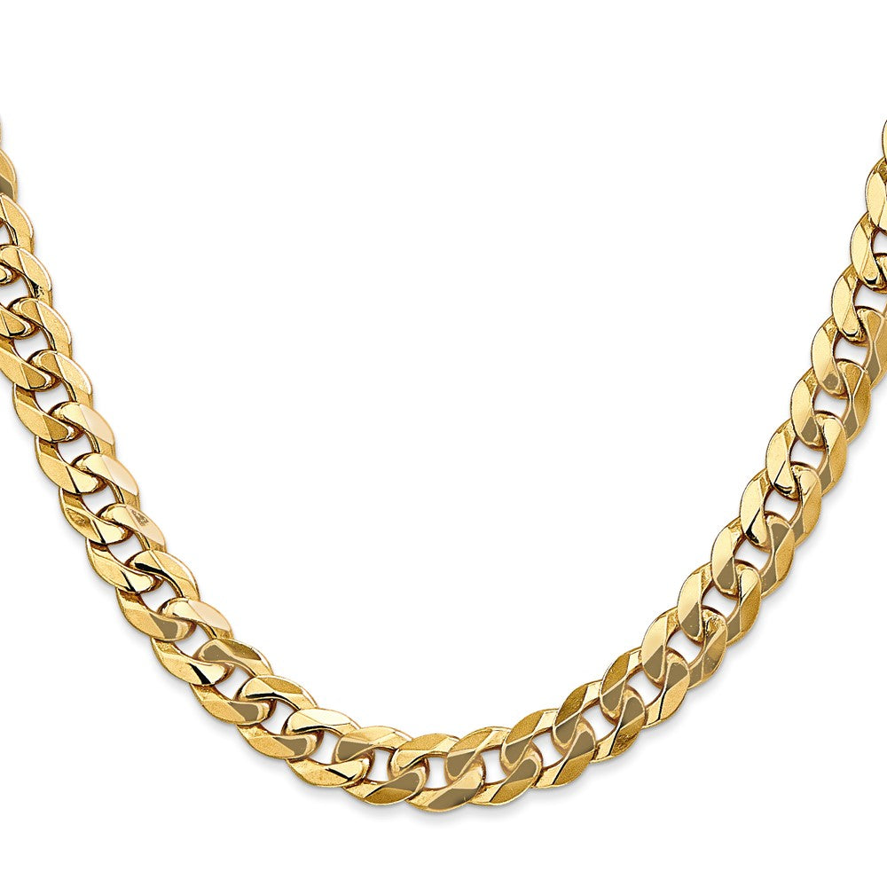 26 Inch 14K Yellow Gold 8mm Flat Beveled Curb Chain Necklace