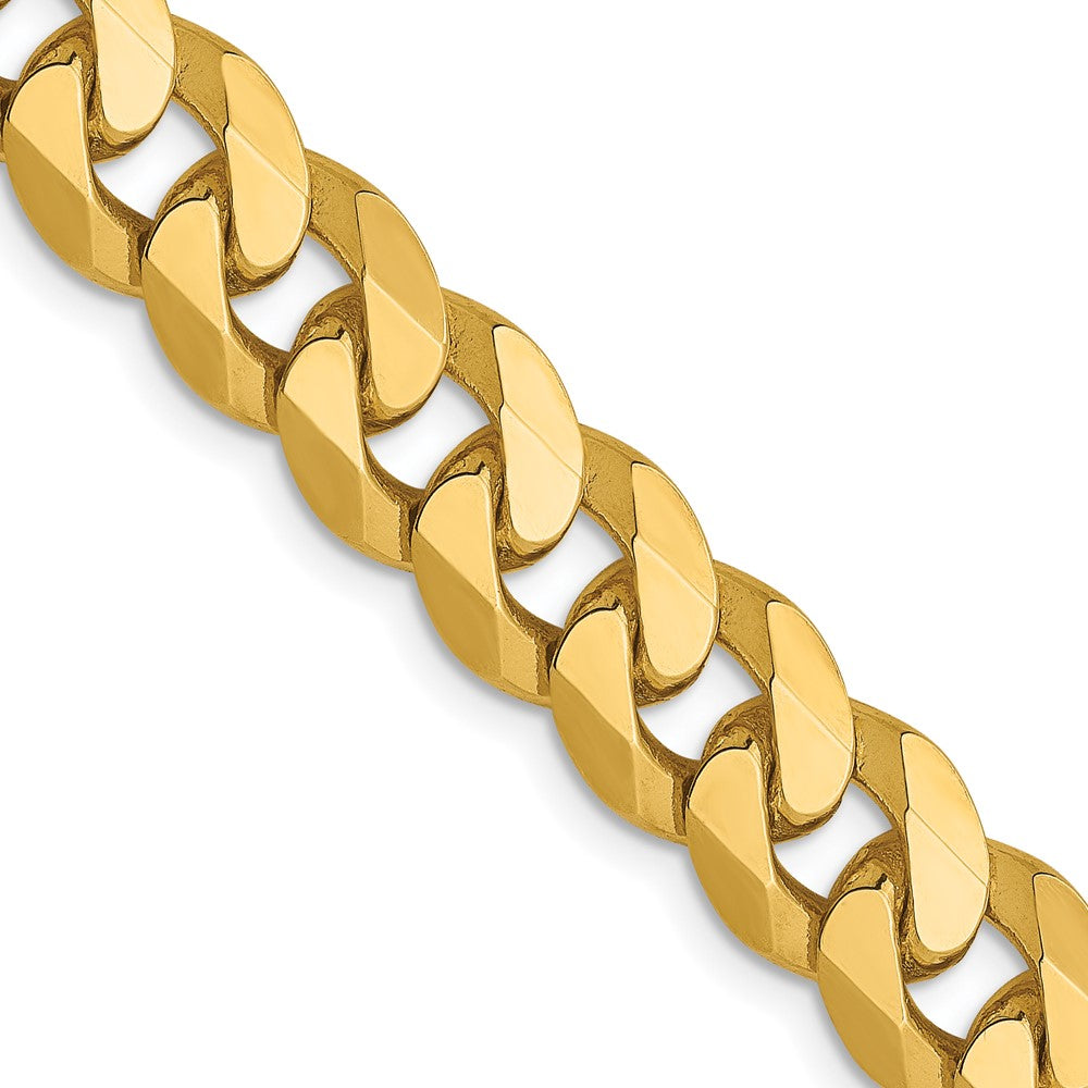 26 Inch 14K Yellow Gold 8mm Flat Beveled Curb Chain Necklace