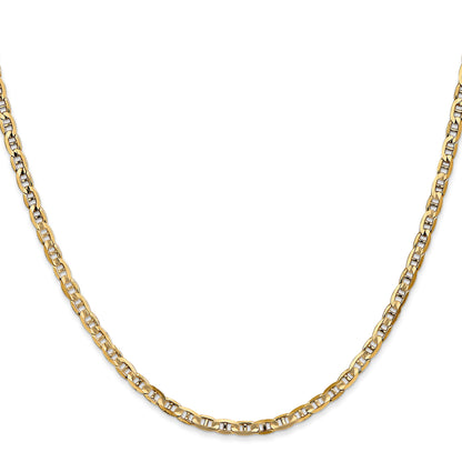 22 Inch 14K 3mm Concave Anchor Chain Necklace