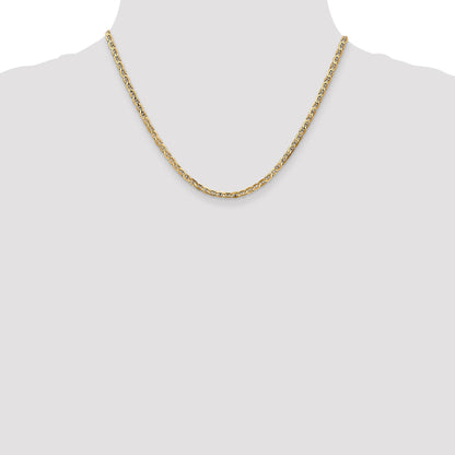 18 Inch 14K 3mm Concave Anchor Chain Necklace