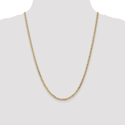 24 Inch 14K 3mm Concave Anchor Chain Necklace