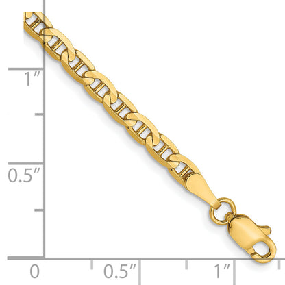 7 Inch 14K 3mm Concave Anchor Chain Bracelet