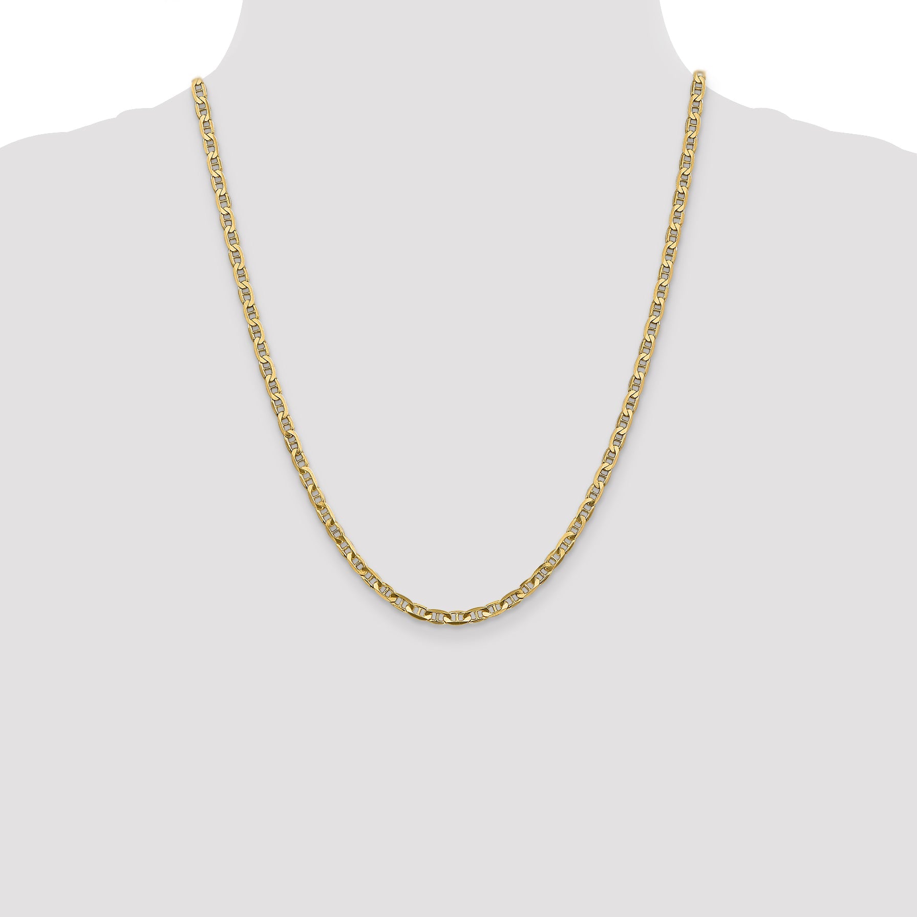 22 Inch 14K 3.75mm Concave Anchor Chain Necklace