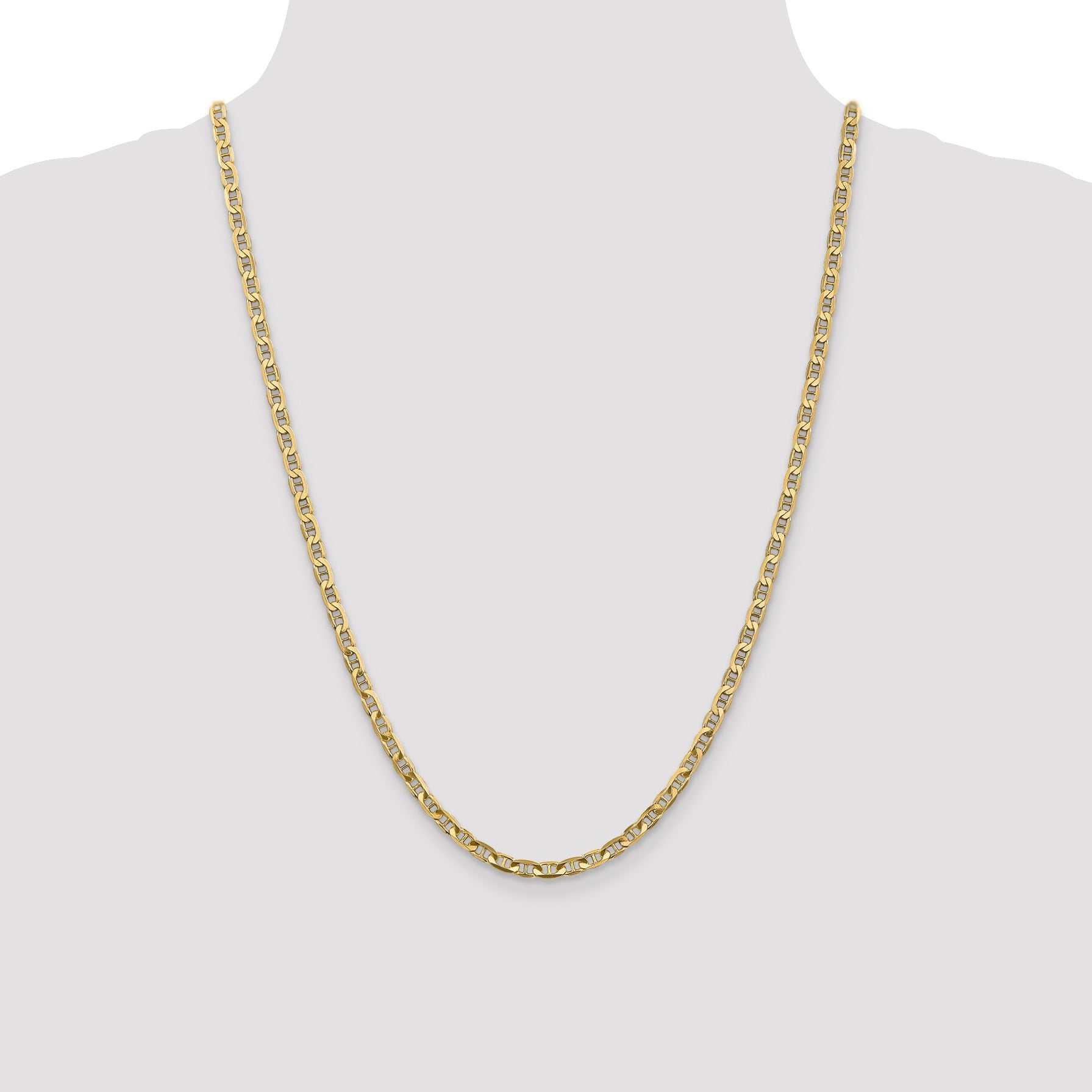 24 Inch 14K 3.75mm Concave Anchor Chain Necklace