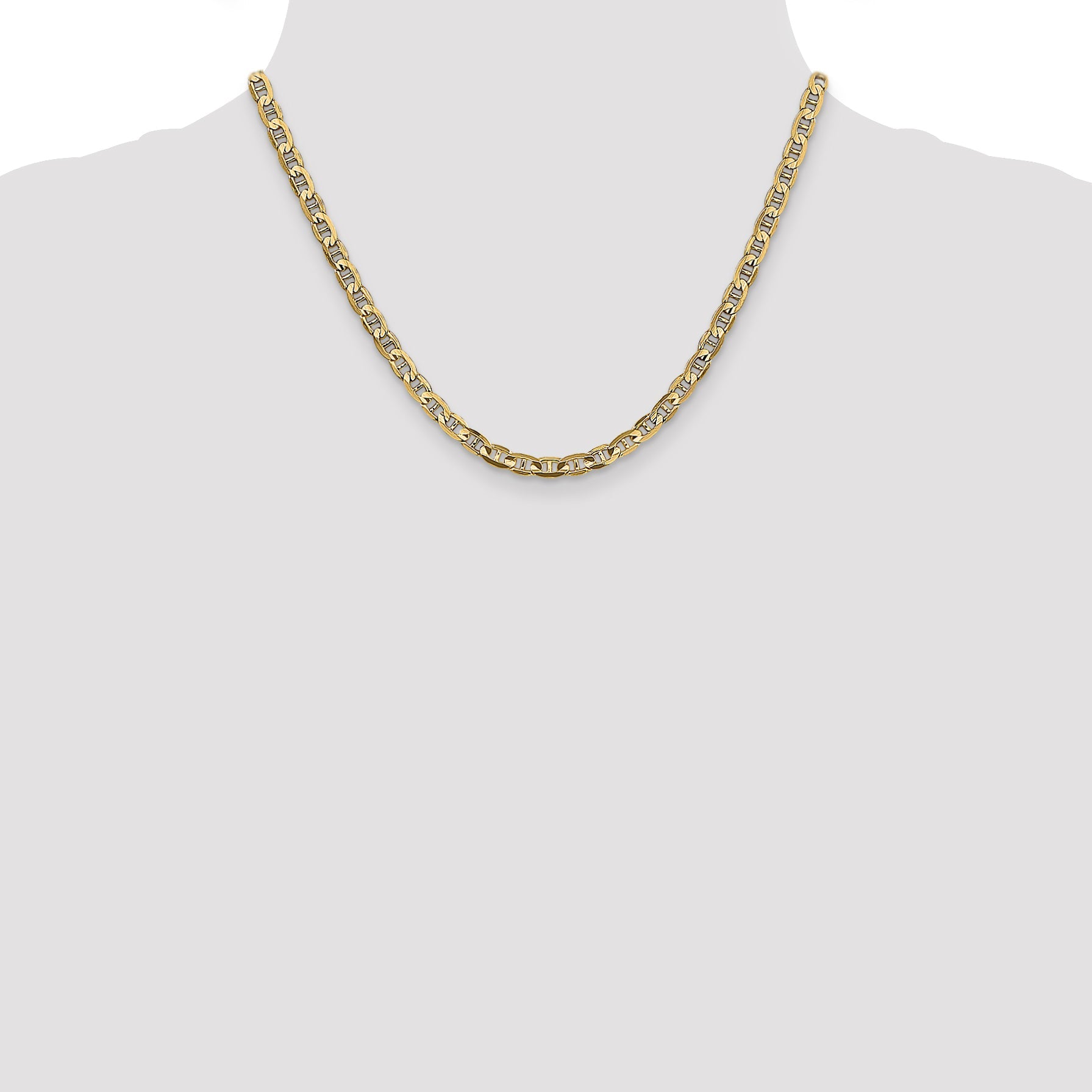 18 Inch 14K 4.5mm Concave Anchor Chain Necklace