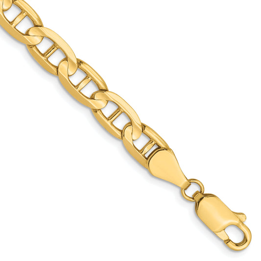 8 Inch 14K 5.25mm Concave Anchor Chain Bracelet