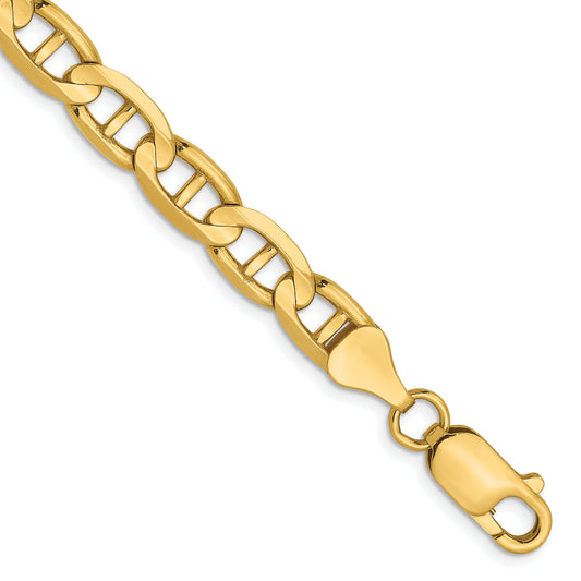 9 Inch 14K 6.25mm Concave Anchor Chain Bracelet