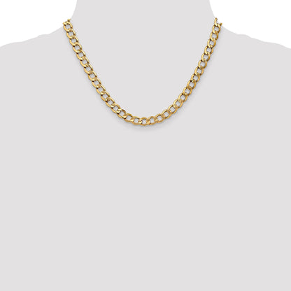 18 Inch 14K 7mm Semi-Solid Curb Link Chain Necklace