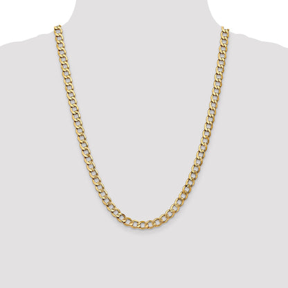 24 Inch 14K 7mm Semi-Solid Curb Link Chain Necklace