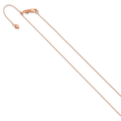 22 Inch 14K Rose Gold Adjustable .55mm Baby Box Chain Necklace