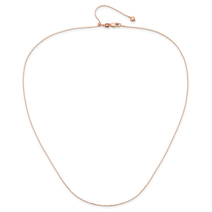 22 Inch 14K Rose Gold Adjustable .55mm Baby Box Chain Necklace