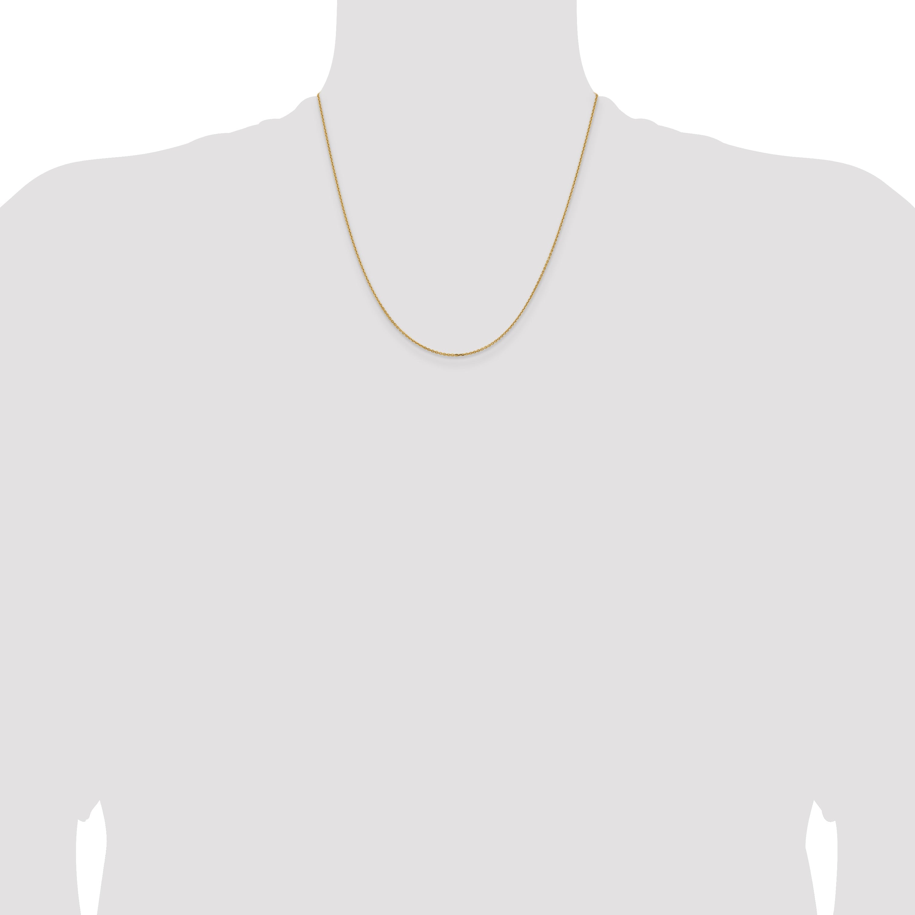 2 Inch 14K Yellow Gold 1.05mm D/C Cable Chain Necklace