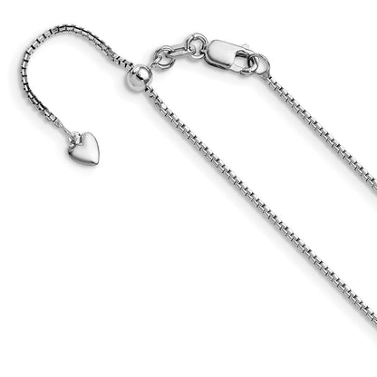 22 Inch 14K White Gold Adjustable 1mm D/C Box Chain Necklace