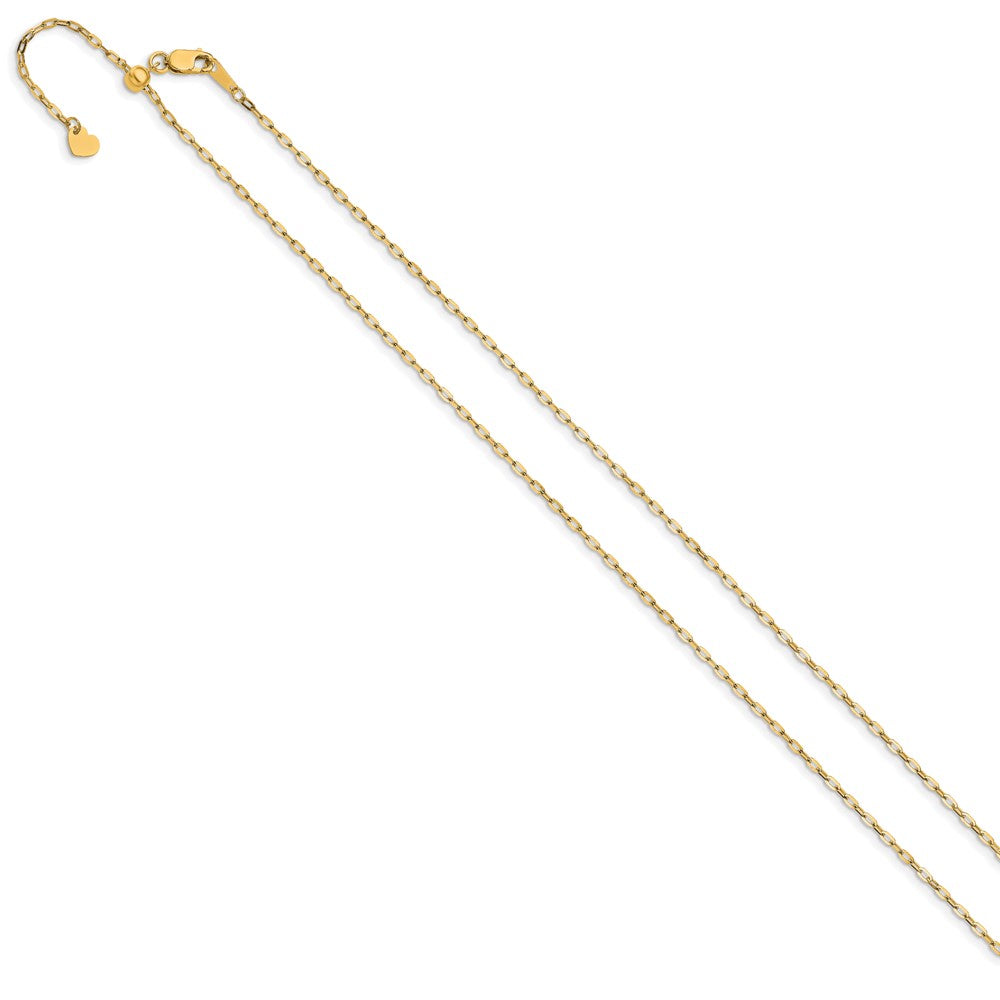 22 Inch 14K Yellow Gold Adjustable 1.3mm Flat Cable Chain Necklace