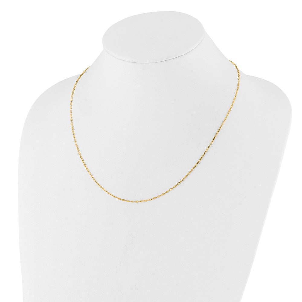 22 Inch 14K Yellow Gold Adjustable 1.3mm Flat Cable Chain Necklace