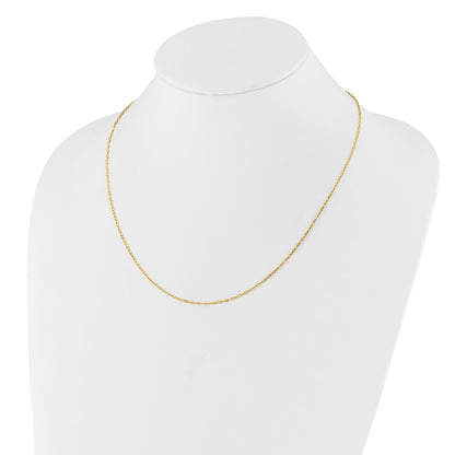 22 Inch 14K Yellow Gold Adjustable 1.3mm Flat Cable Chain Necklace