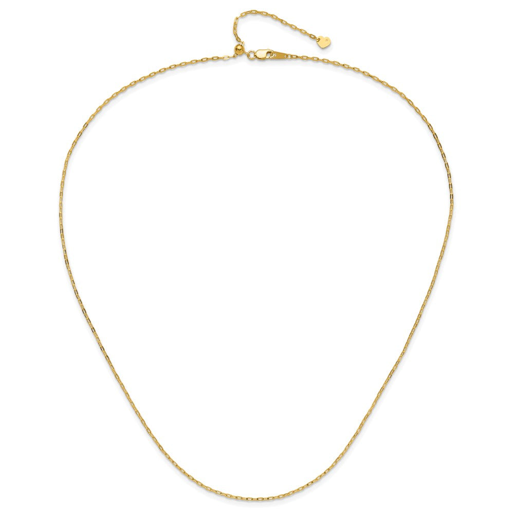 22 Inch 14K Yellow Gold Adjustable 1.3mm Flat Cable Chain Necklace