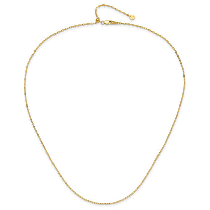 22 Inch 14K Yellow Gold Adjustable 1.3mm Flat Cable Chain Necklace