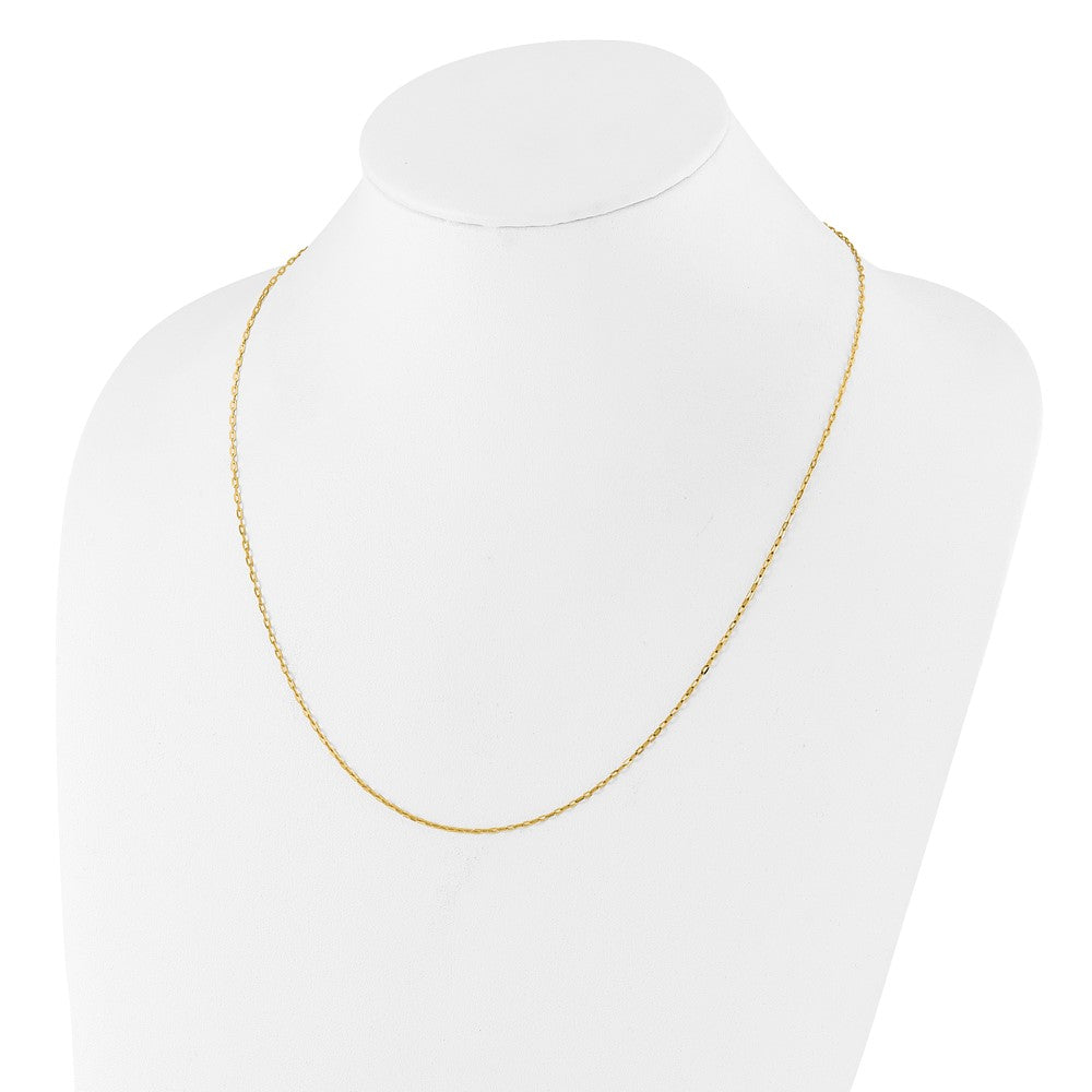 22 Inch 14K Yellow Gold Adjustable 1.3mm Flat Cable Chain Necklace