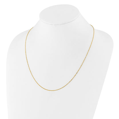 22 Inch 14K Yellow Gold Adjustable 1.3mm Flat Cable Chain Necklace