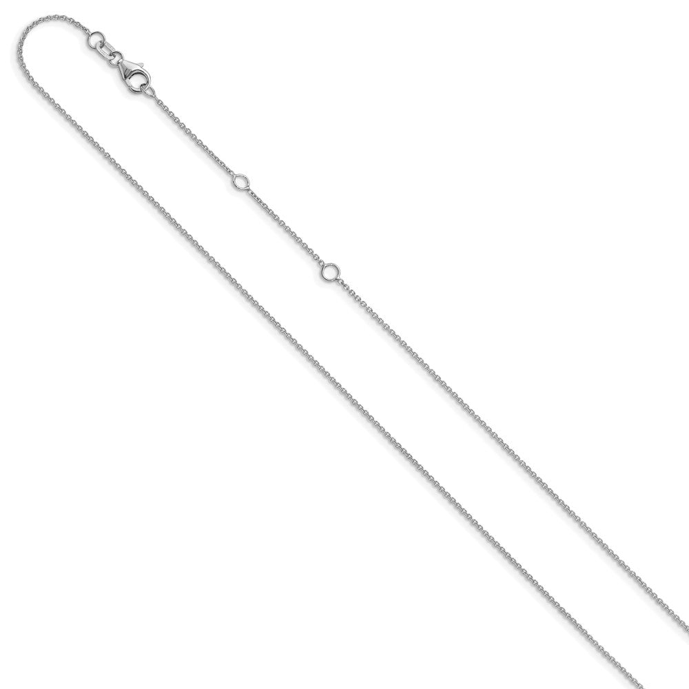 2 Inch 14K White Gold 1.25mm Round Cable 1In+1In Adjustable Chain Necklace