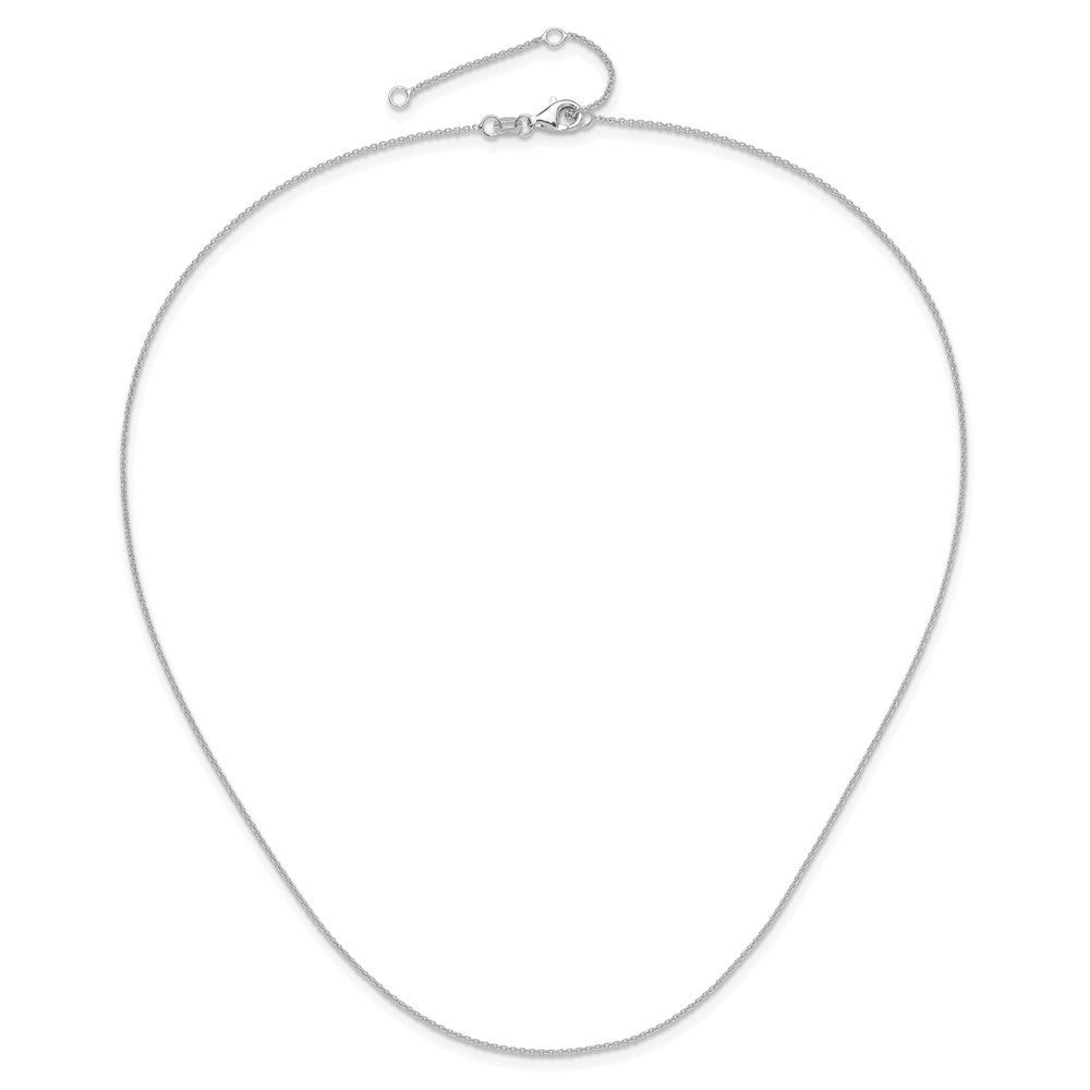 26 Inch 14K White Gold 1.25mm Round Cable 2In+2In Adjustable Chain Necklace