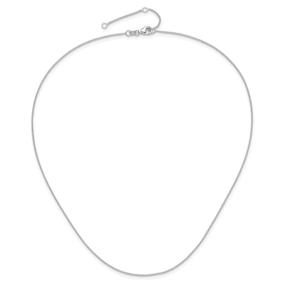 2 Inch 14K White Gold 1.25mm Round Cable 1In+1In Adjustable Chain Necklace