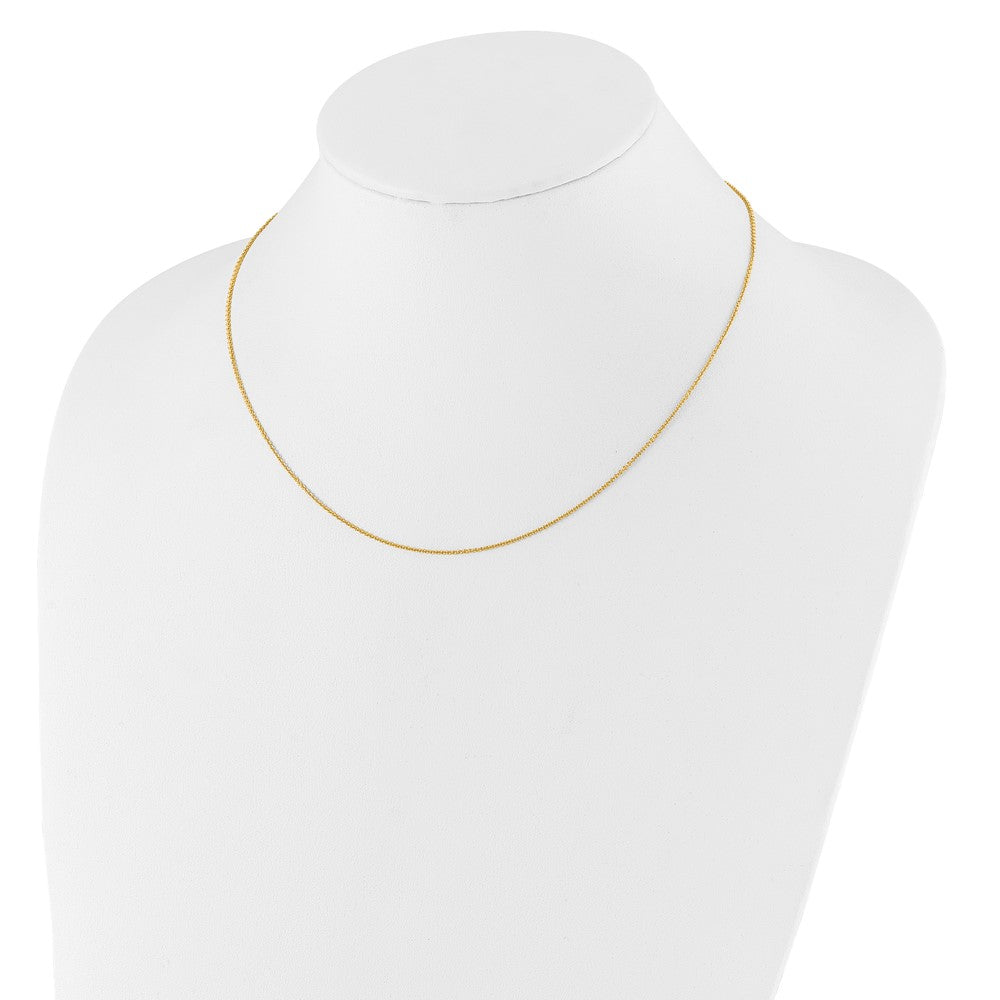 18 Inch 14K Yellow Gold 1.25mm Round Cable 1In+1In Adjustable Chain Necklace