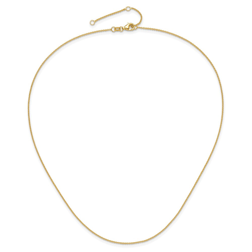 26 Inch 14K Yellow Gold 1.25mm Round Cable 2In+2In Adjustable Chain Necklace